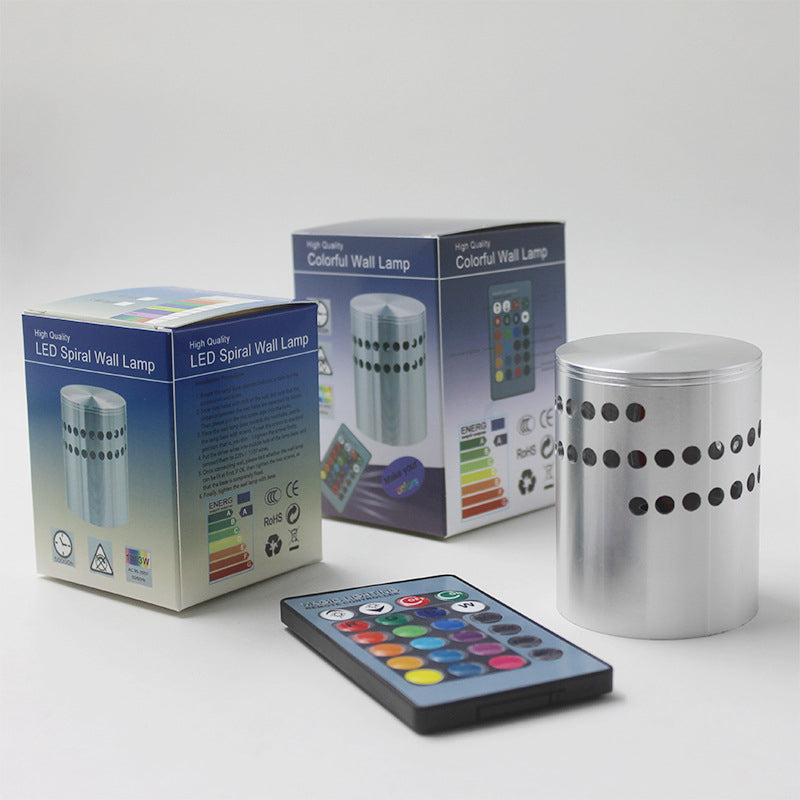 2.8" H Cylindrical Sliver Mini LED Wall Sconce Modern Style Creative RGB Wall Mount Lamp for Aisle Hallway