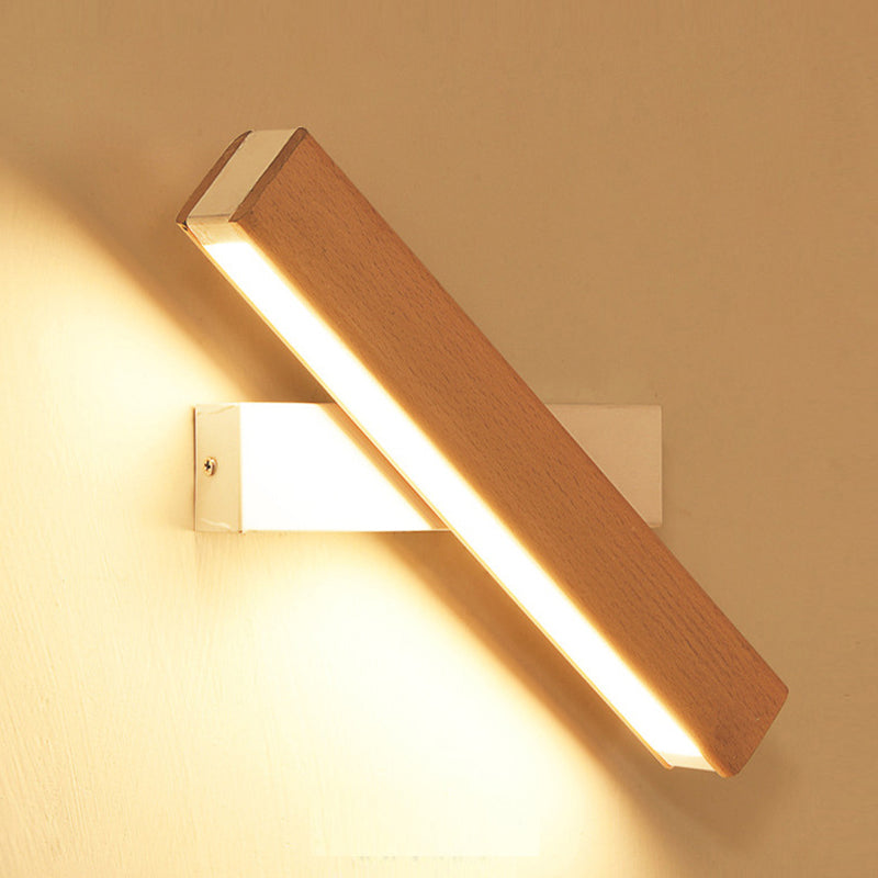 Rectangular Wood Wall Lighting Fixtures Modern Wall Mounted Light Fixture for Bedroom