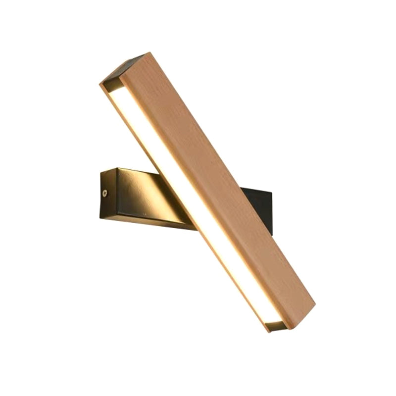 Rectangular Wood Wall Lighting Fixtures Modern Wall Mounted Light Fixture for Bedroom