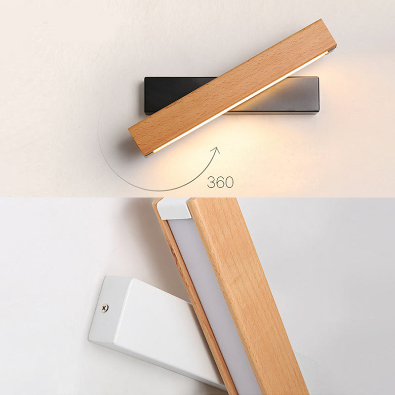 Rectangular Wood Wall Lighting Fixtures Modern Wall Mounted Light Fixture for Bedroom
