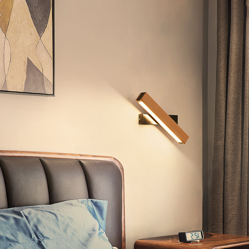 Rectangular Wood Wall Lighting Fixtures Modern Wall Mounted Light Fixture for Bedroom