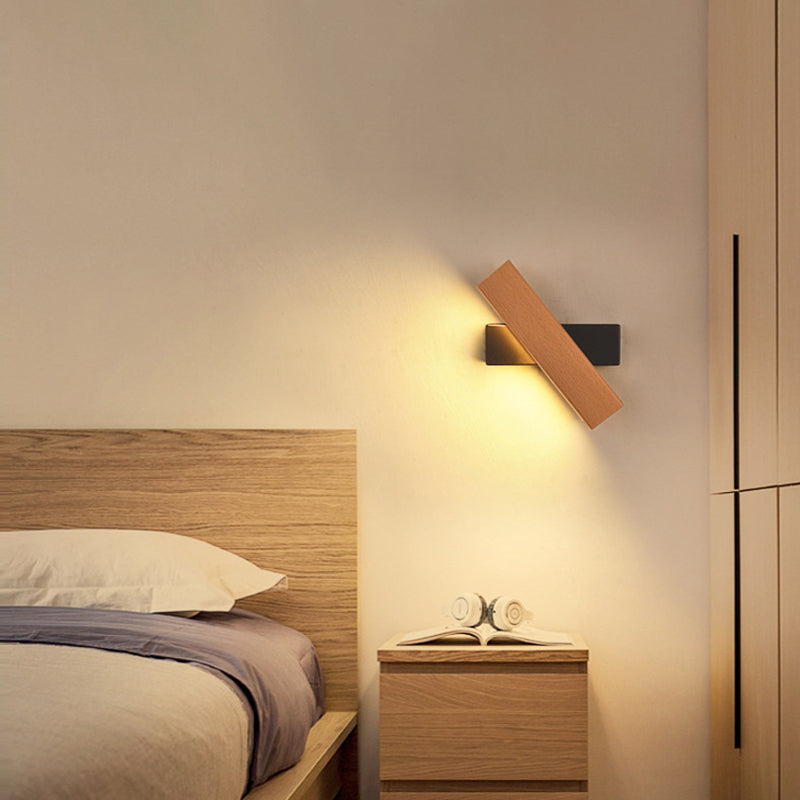 Rectangular Wood Wall Lighting Fixtures Modern Wall Mounted Light Fixture for Bedroom