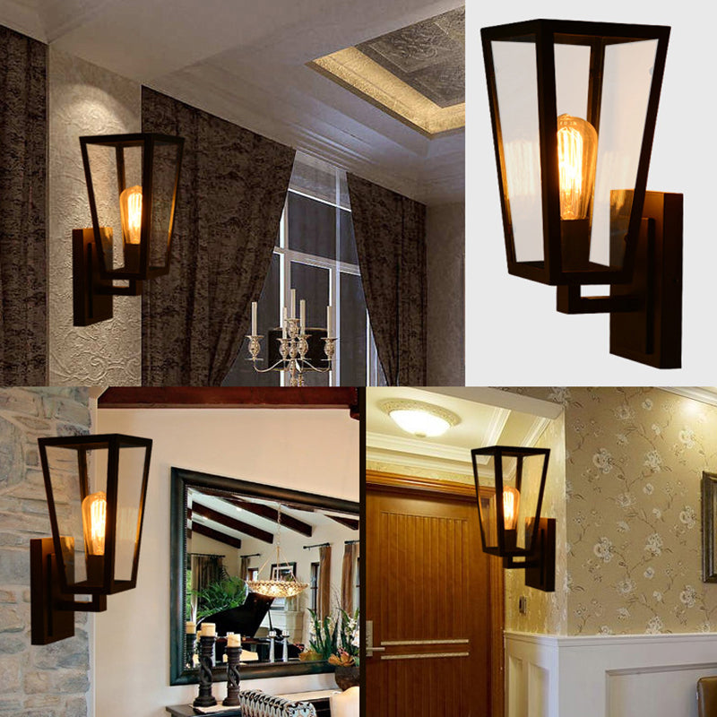 Éclairage de trapèzes industriel vintage Éclairage d'éclairage mural en verre transparent pour le salon