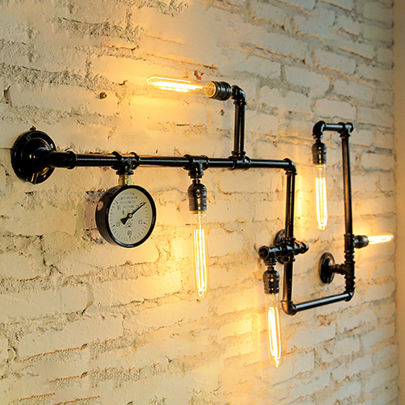 Retro Industrial Style Water Pipe Wall Mounted Lights Metallic Wall Mounted Lamp for Bar