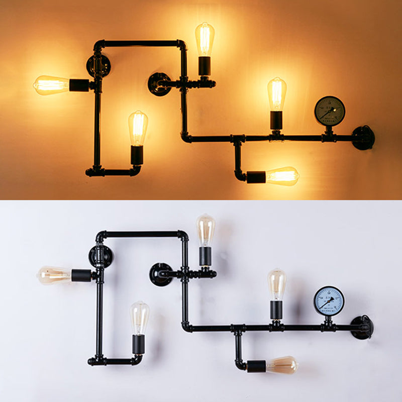 Retro Industrial Style Water Pipe Wall Mounted Lights Metallic Wall Mounted Lamp for Bar