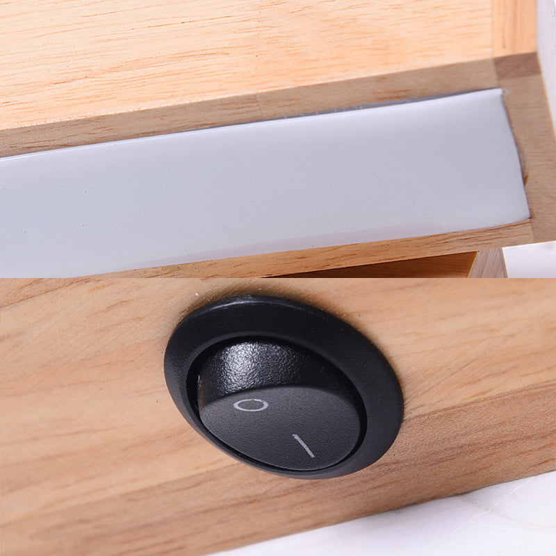 270 ° Rotatable Massivholz LED -Wandlampe 8.3 "breites nordisches Einfachheit rechteckiger Leuchtenlicht