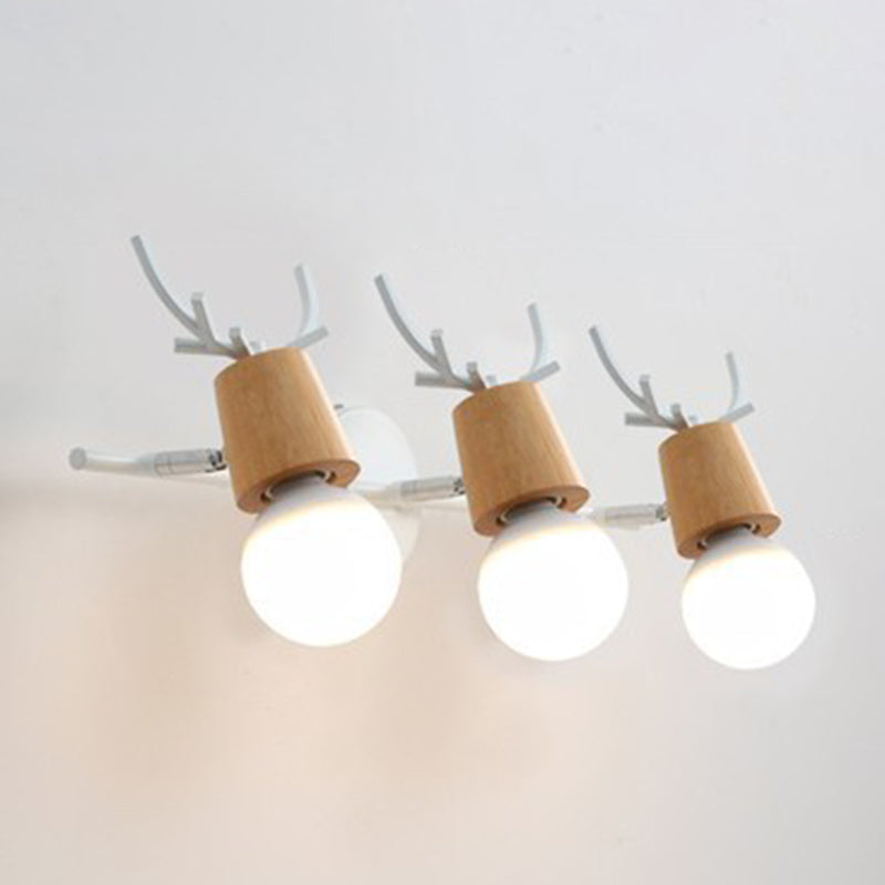 Noordse stijl eenvoud houten wandlamp metalen gewei ontwerp open lamp sconce licht voor slaapkamer