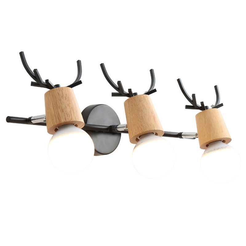 Noordse stijl eenvoud houten wandlamp metalen gewei ontwerp open lamp sconce licht voor slaapkamer