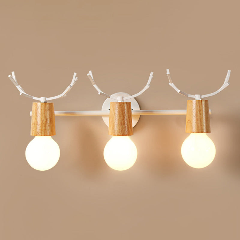 Noordse stijl eenvoud houten wandlamp metalen gewei ontwerp open lamp sconce licht voor slaapkamer