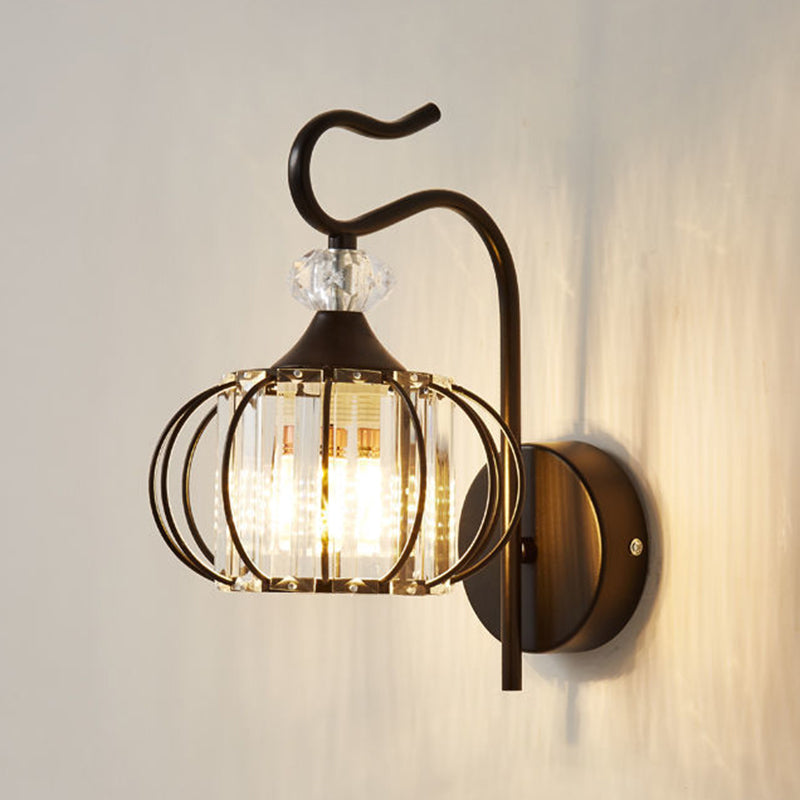 11" Height Pumpkin Shaped Crystal Wall Lamp Nordic Style Simplicity Metal Sconce Lights for Hallway Stairs