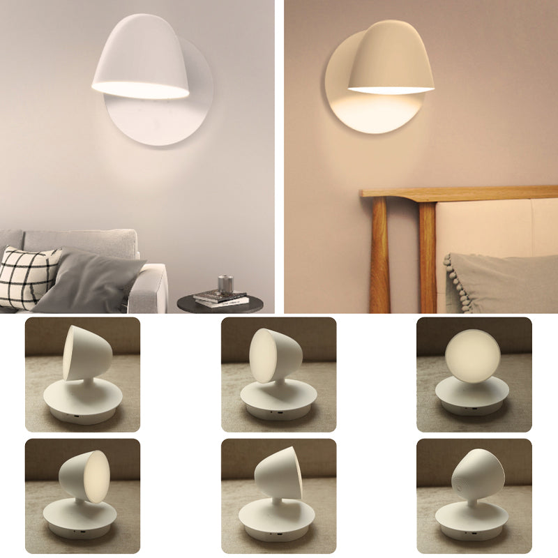 Modern Creative White Rotatable Wall Sconce Plastic Dome Wall Light for Interior Spaces