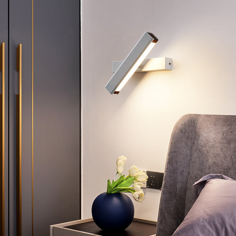 Rectangular Aluminium Rotatable Wall Sconce in Modern Concise Style Wrought Iron LED Wall Light with Wooden Decoration