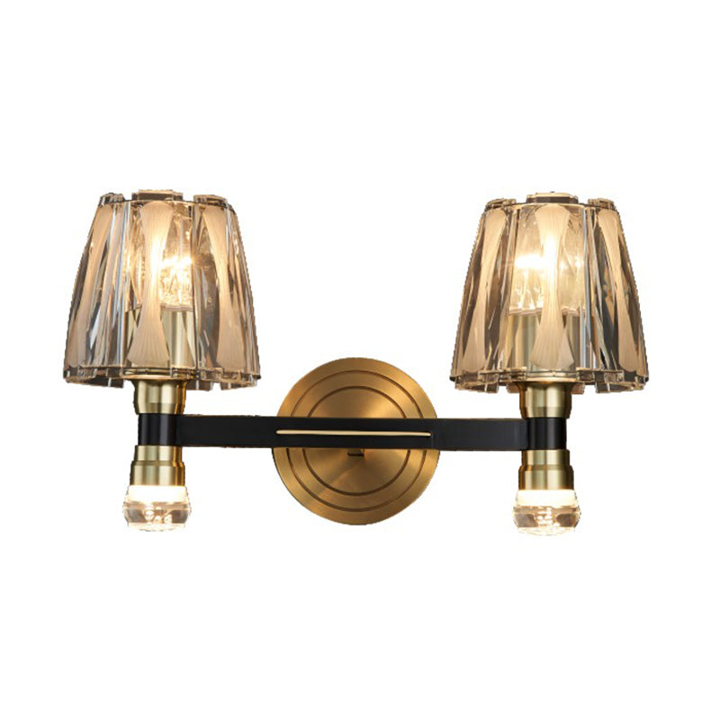 Copper Gold Wall Donce en estilo artístico moderno Truncado Cono Crystal Wall Light para sala de estar