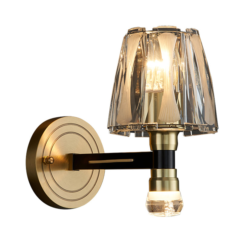 Copper Gold Wall Donce en estilo artístico moderno Truncado Cono Crystal Wall Light para sala de estar