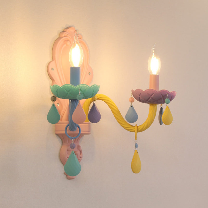 2 Lights Metal Wall Mounted Wall Lights Modern Exposed Bulb Wall Sconces Lighting Fixtures for Dining Room