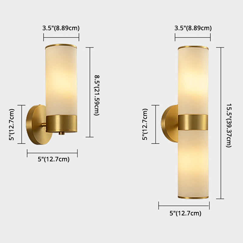 Vintage Simplicity Cylinder Vanity Sconce Lights Milk Glass Wall Mount Light Fixture for Bathroom