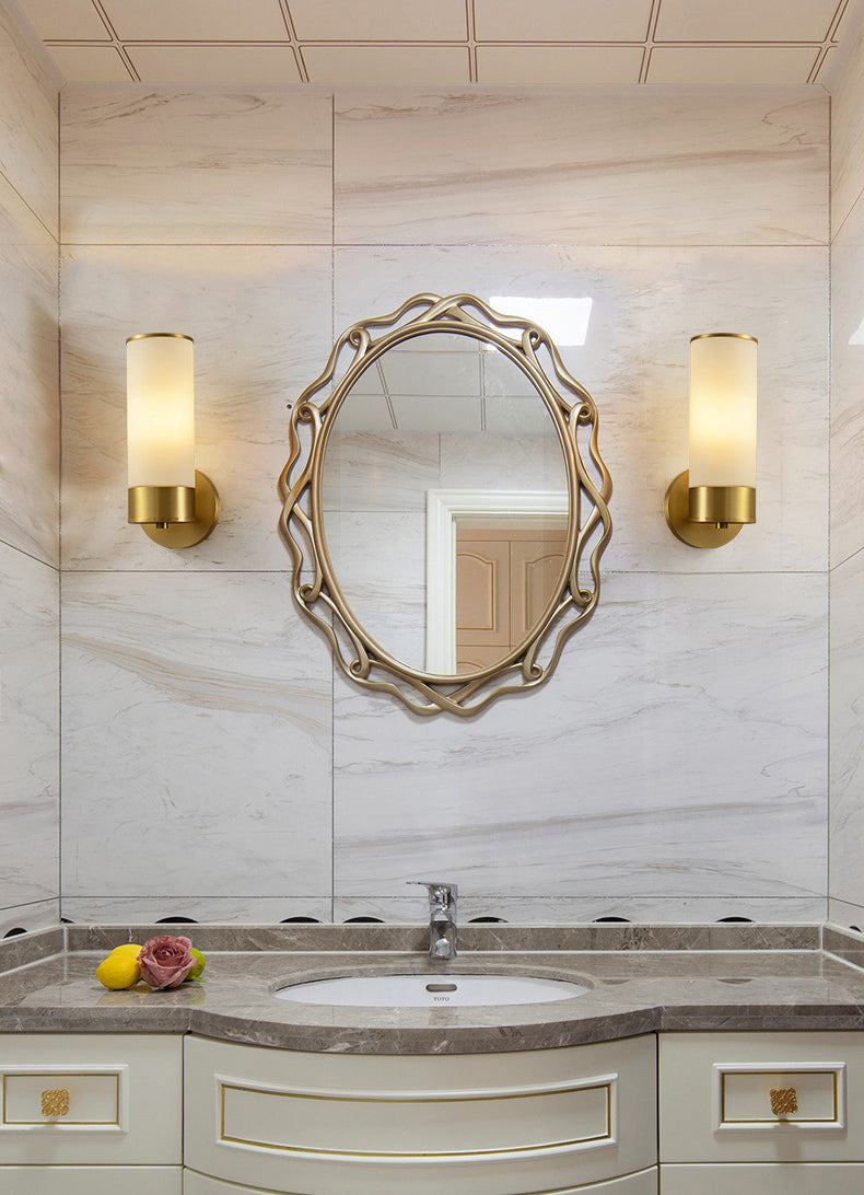 Vintage Simplicity Cylinder Vanity Sconce Lights Milk Glass Wall Mount Light Fixture for Bathroom