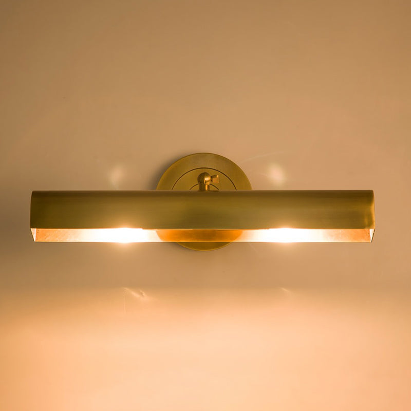 2-Lights Brass Vanity Mirror Light 16" Wide Metal Shade Rectangular Sconce Light for Bathroom