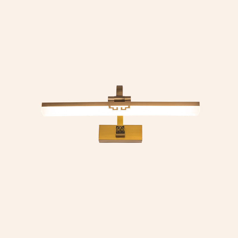 Modern Minimalist Style Streamlined Wall Mounted Light Fixture Copper Flush Mount Wall Sconce for Bathroom
