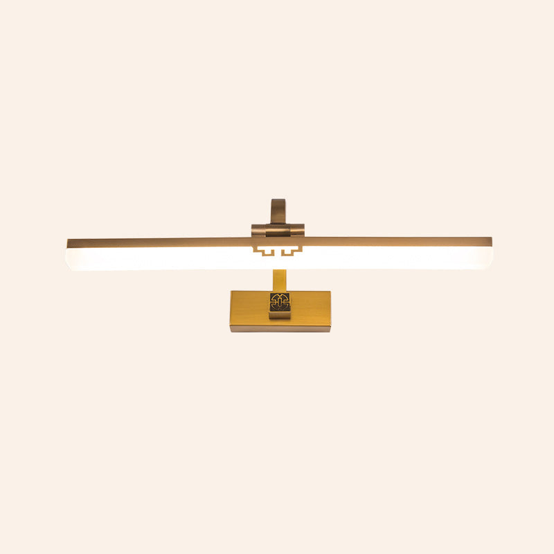 Modern Minimalist Style Streamlined Wall Mounted Light Fixture Copper Flush Mount Wall Sconce for Bathroom