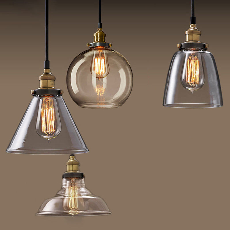 1-licht vintage glazen hanger lamp metalen lamphouder ontwerp industriële stijl verlichtingsarmatuur voor gang gang