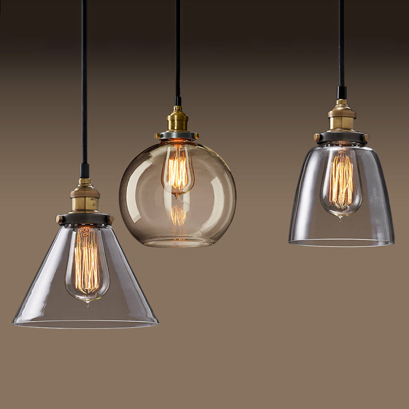 1-licht vintage glazen hanger lamp metalen lamphouder ontwerp industriële stijl verlichtingsarmatuur voor gang gang