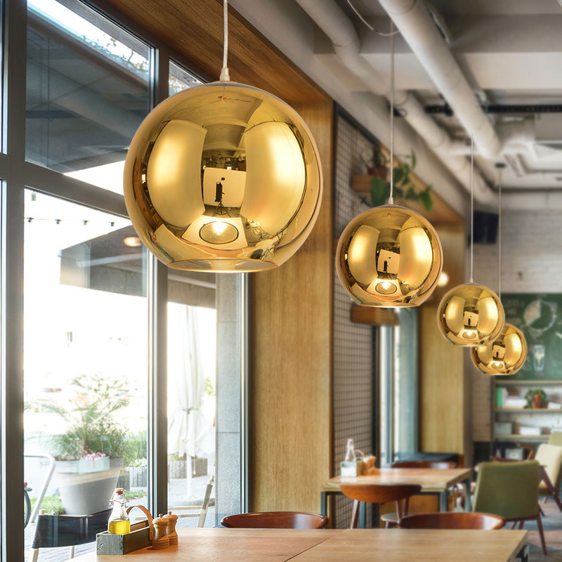 Bulbe simple de style moderne suspendu léger miroir à miroir en verre pendant à la teinte pour salle à manger de chambre à coucher