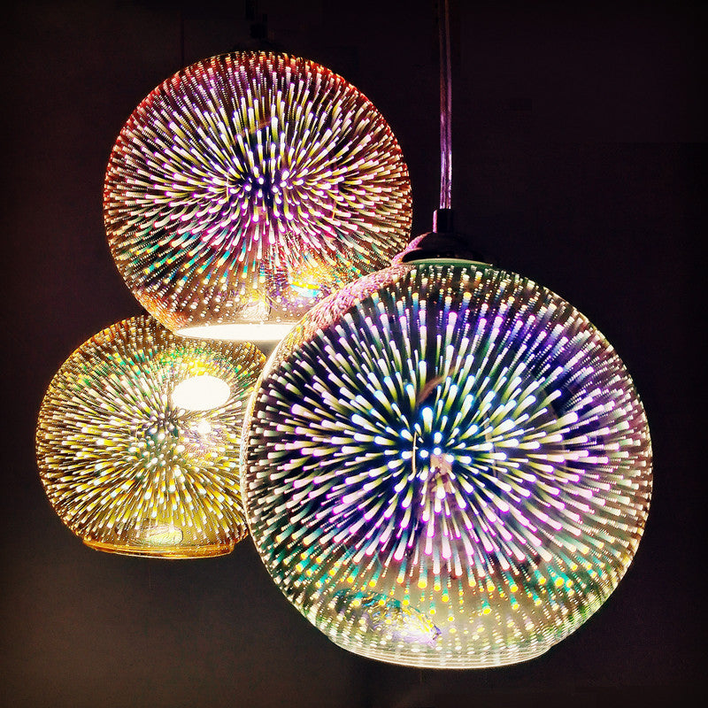 1 pellicule pendentif en verre clair Louteurs de feux d'artifice 3D modernes suspendus suspendus pour salle à manger