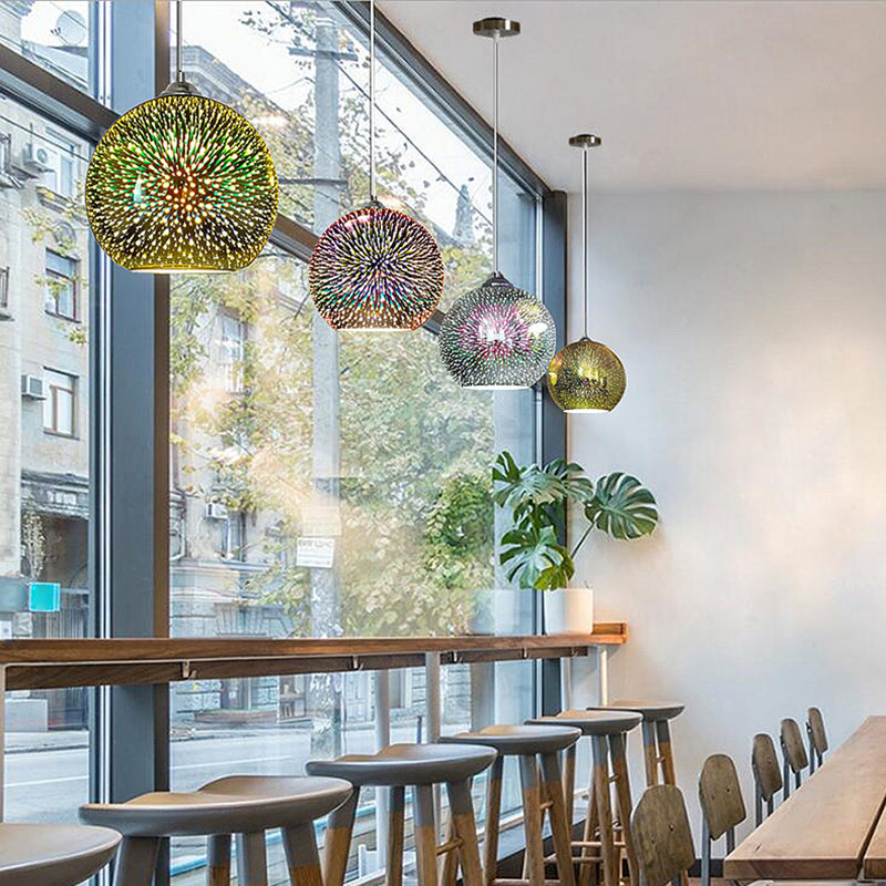 1 pellicule pendentif en verre clair Louteurs de feux d'artifice 3D modernes suspendus suspendus pour salle à manger