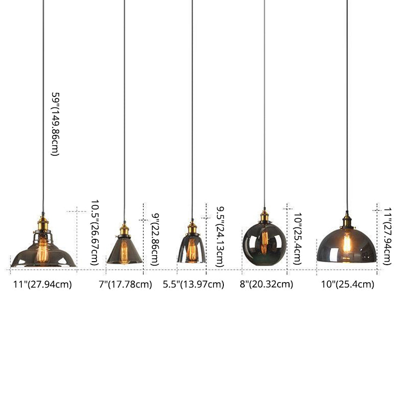 Luz de techo colgante de 1 luces para colgantes de vidrio claro de vidrio industrial para el comedor