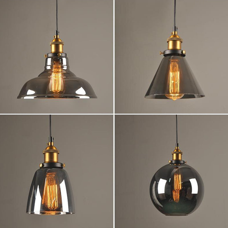 Luz de techo colgante de 1 luces para colgantes de vidrio claro de vidrio industrial para el comedor