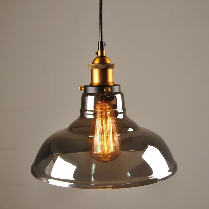 Luz de techo colgante de 1 luces para colgantes de vidrio claro de vidrio industrial para el comedor