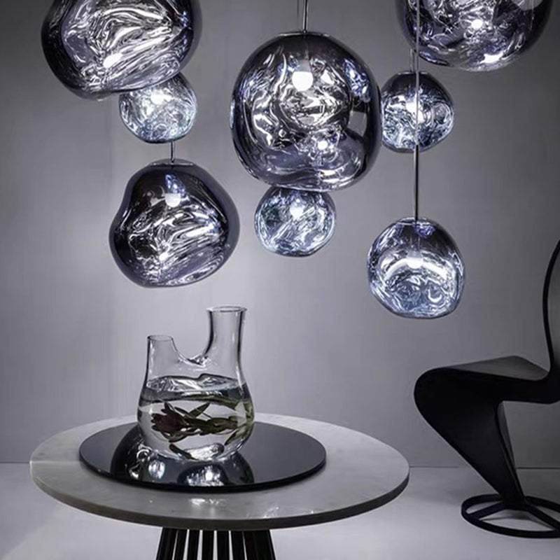 1-Light Blown Glass Suspension Pendant Light Contemporary Style Down Mini Pendant for Dining Room