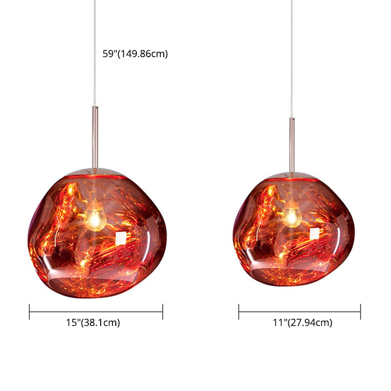 1-Light Blown Glass Suspension Pendant Light Contemporary Style Down Mini Pendant for Dining Room