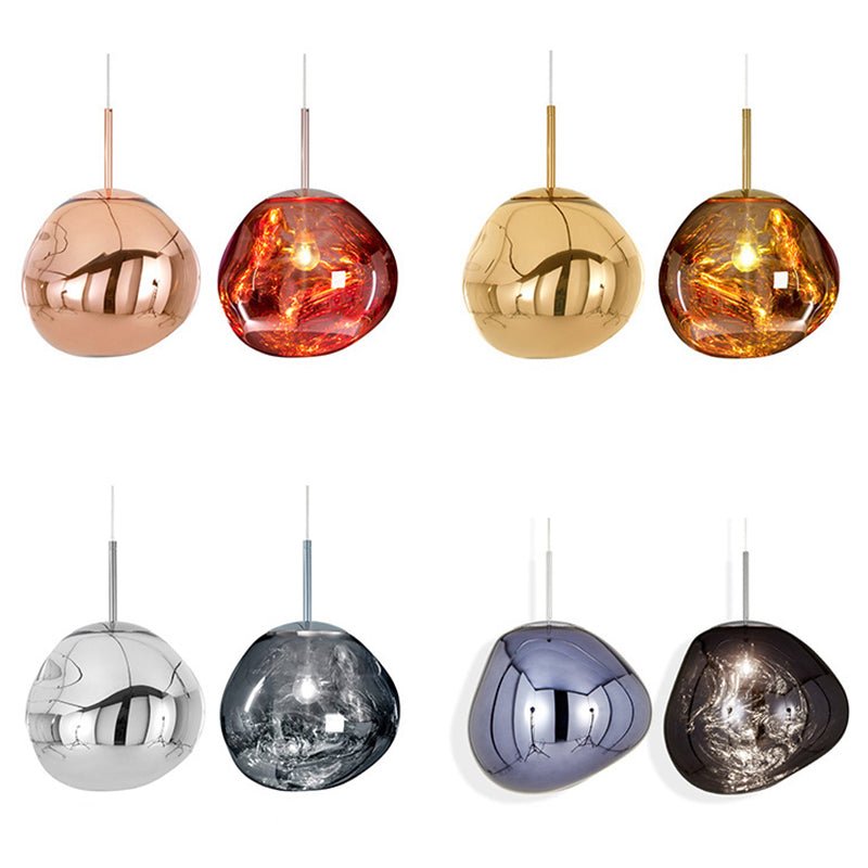 1-Light Blown Glass Suspension Pendant Light Contemporary Style Down Mini Pendant for Dining Room
