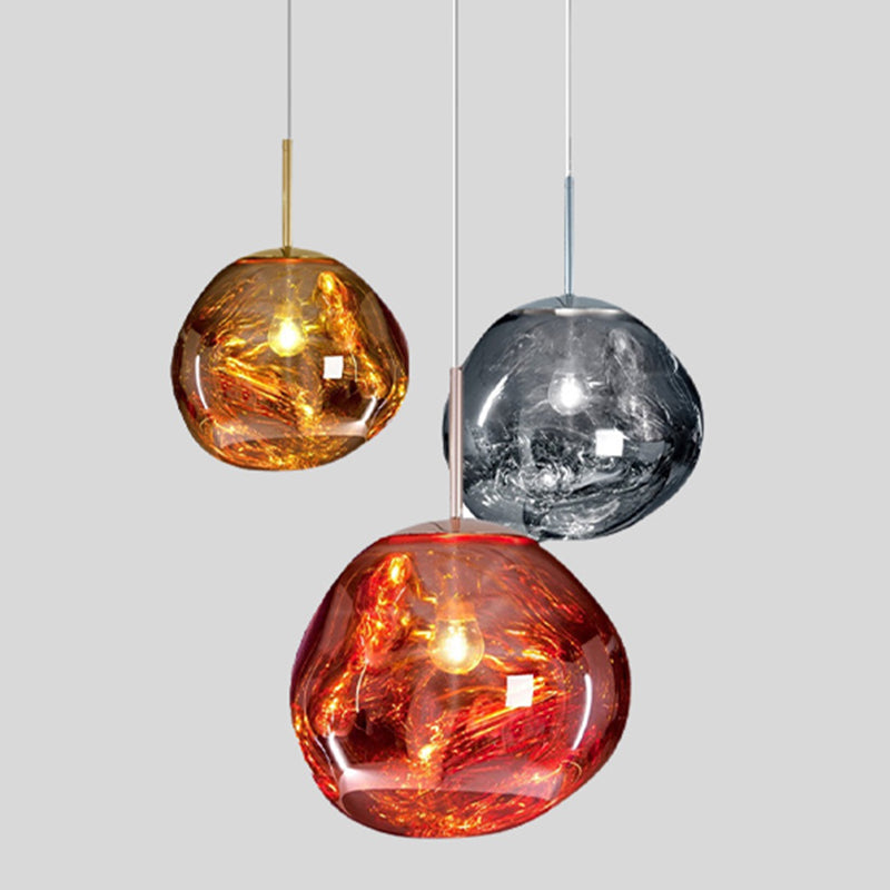 1-Light Blown Glass Suspension Pendant Light Contemporary Style Down Mini Pendant for Dining Room