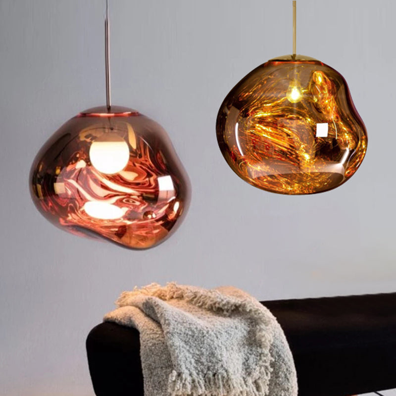 1-Ligth Mouth-Blown Glass Pendant Lighting Fixtures Minimalism Ceiling Pendant for Living Room
