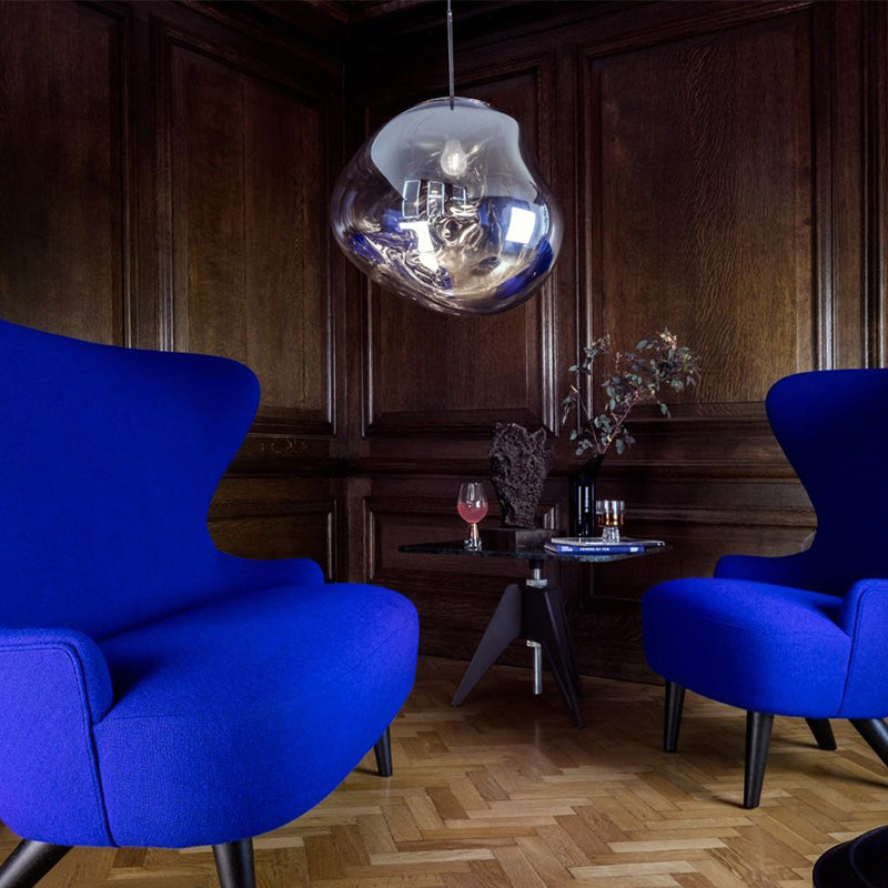 1-Ligth Mouth-Blown Glass Pendant Lighting Fixtures Minimalism Ceiling Pendant for Living Room