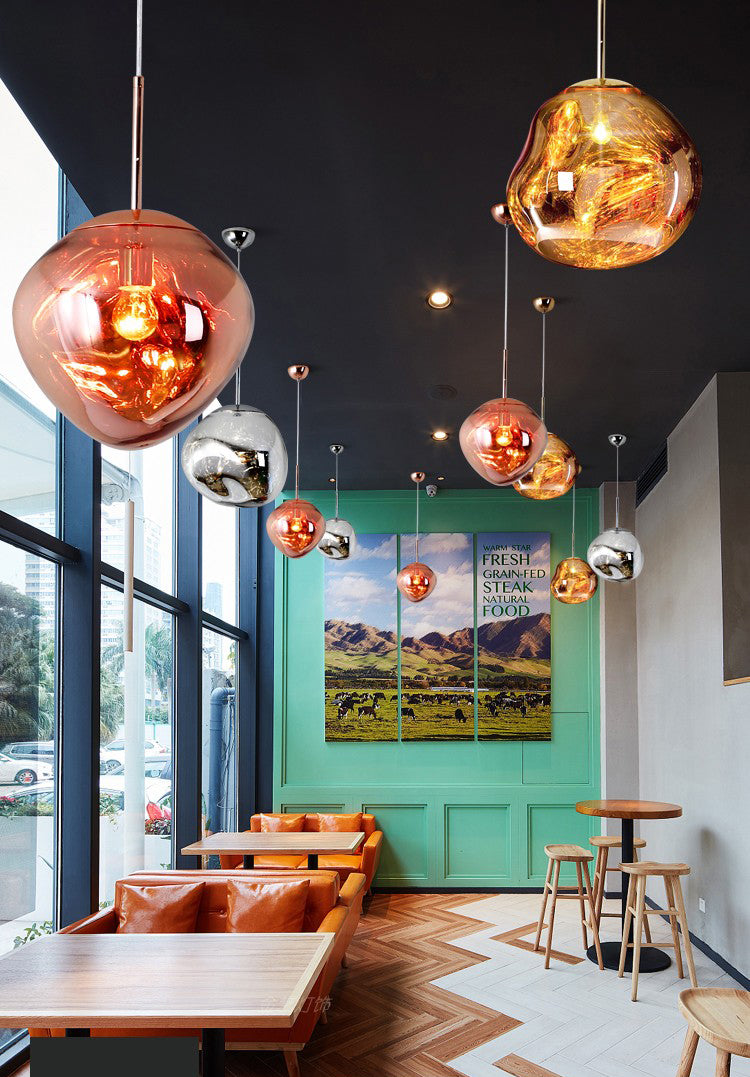 1-Ligth Mouth-Blown Glass Pendant Lighting Fixtures Minimalism Ceiling Pendant for Living Room