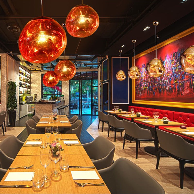 1-Ligth Mouth-Blown Glass Pendant Lighting Fixtures Minimalism Ceiling Pendant for Living Room