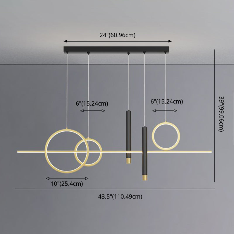 Black New Modern Island Chandelier Linear Aluminum Chandelier Lighting Fixture for Dining Room