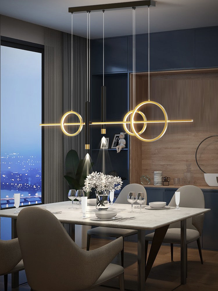 Black New Modern Island Chandelier Linear Aluminum Chandelier Lighting Fixture for Dining Room