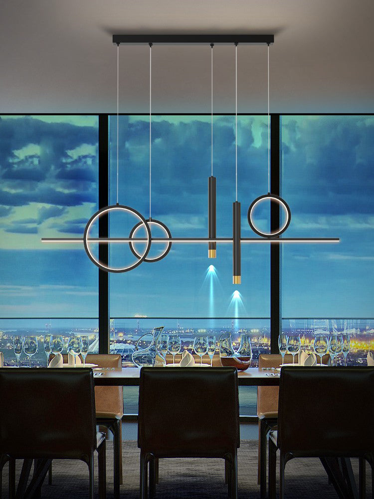 Black New Modern Island Chandelier Linear Aluminum Chandelier Lighting Fixture for Dining Room