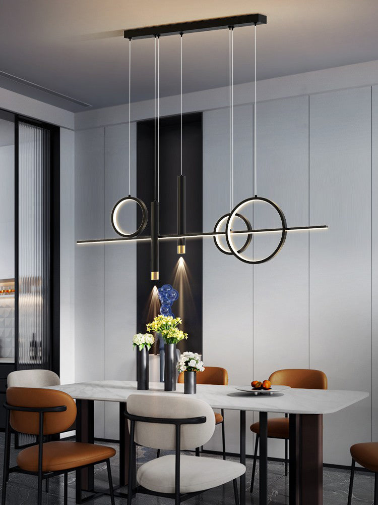 Black New Modern Island Chandelier Linear Aluminum Chandelier Lighting Fixture for Dining Room