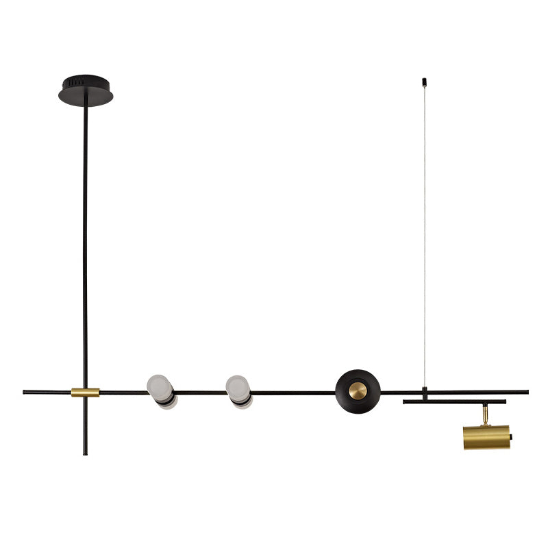 Luces colgantes de estilo contemporáneo de aluminio Fixtura de iluminación de isla lineal negra para comedor