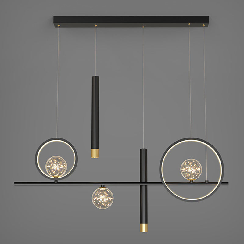 New Modern Black Iron LED Island Lighting Linear Chandelier Lighting for Dining Room