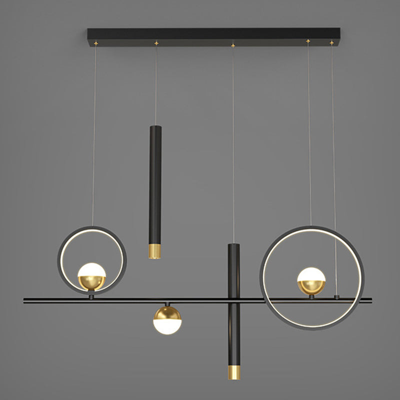 New Modern Black Iron LED Island Lighting Linear Chandelier Lighting for Dining Room
