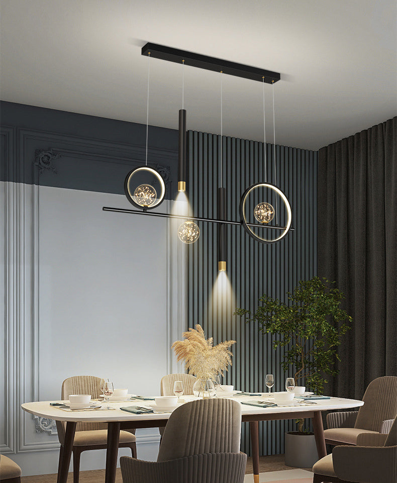 New Modern Black Iron LED Island Lighting Linear Chandelier Lighting for Dining Room