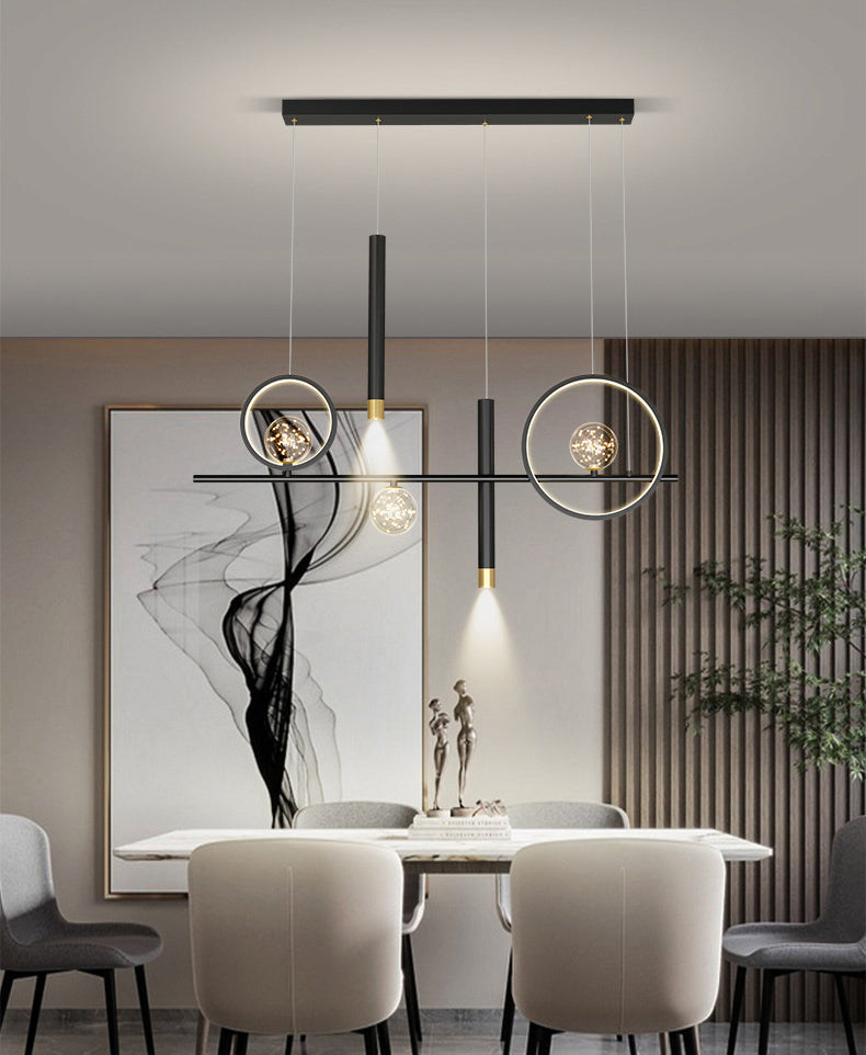 New Modern Black Iron LED Island Lighting Linear Chandelier Lighting for Dining Room