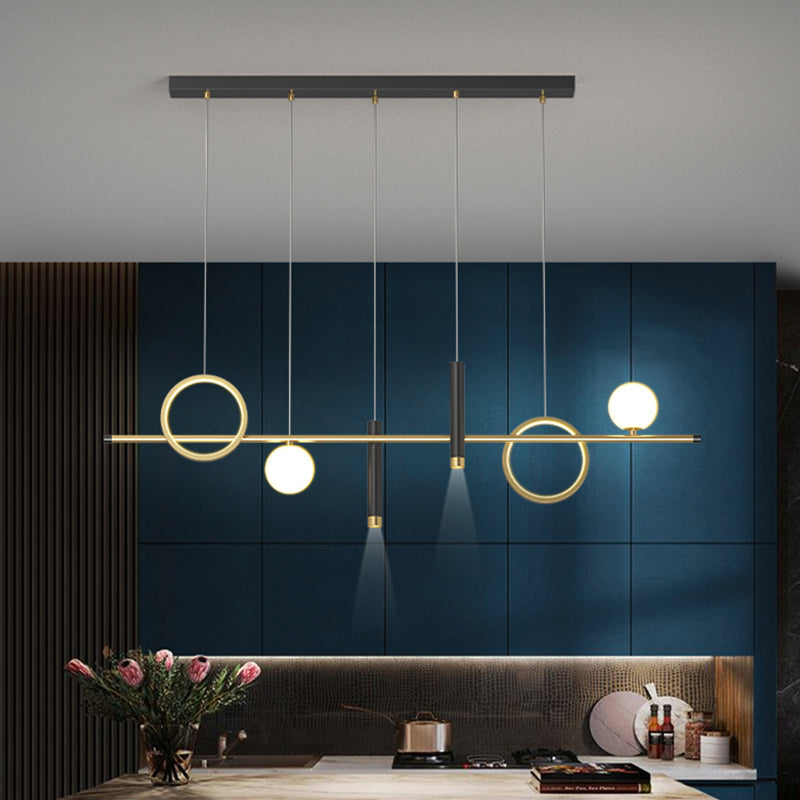 Nuova lampada lampada a ciondolo in alluminio moderno in alluminio, lampada a lampadario nero lineare per la sala da ginnastica